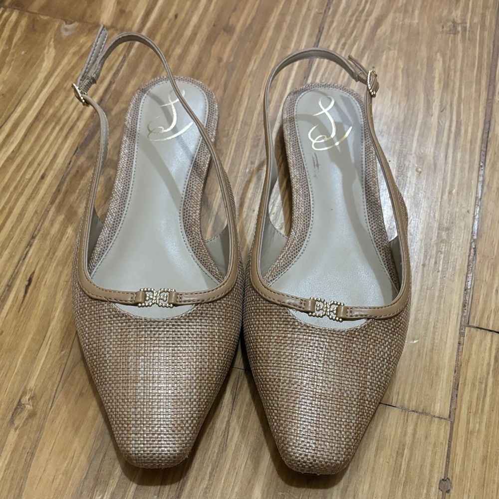 Sam Edelman Tan Woven Slingback Flats